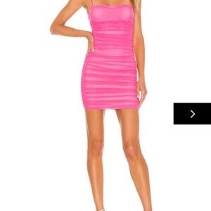 superdown Hot Pink Ruched Strapless Mini Dress